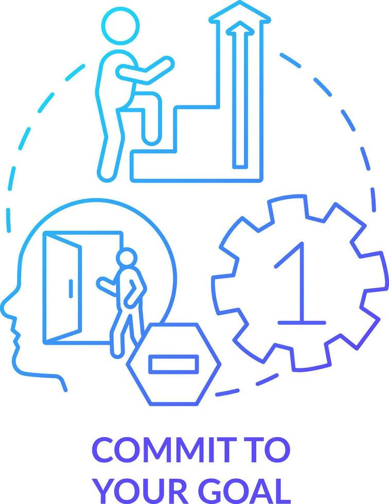 Commit to your goal blue gradient concept icon. Move forward to aim. Adaptation to complex change abstract idea thin line illustration. Isolated outline drawing vector