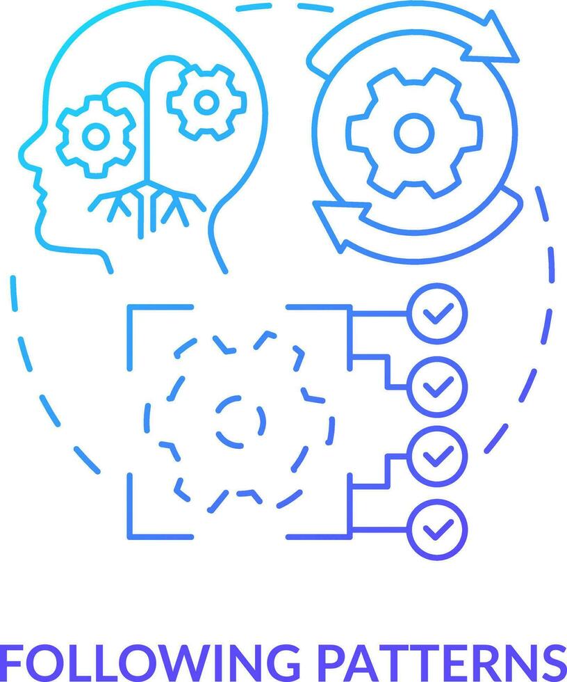 Following patterns blue gradient concept icon. Repetitive actions. Resisting changes reason abstract idea thin line illustration. Isolated outline drawing vector