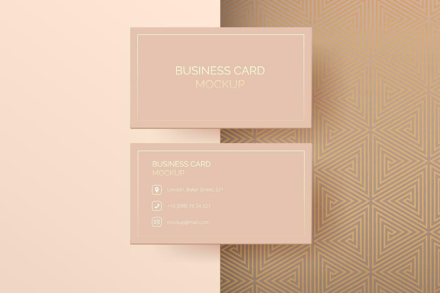 negocio tarjeta Bosquejo con un lujo beige y oro geométrico mosaico modelo antecedentes. utilizar eso a crear un elegante y moderno corporativo identidad o papelería. moderno, de moda y lujoso burlarse de arriba. vector