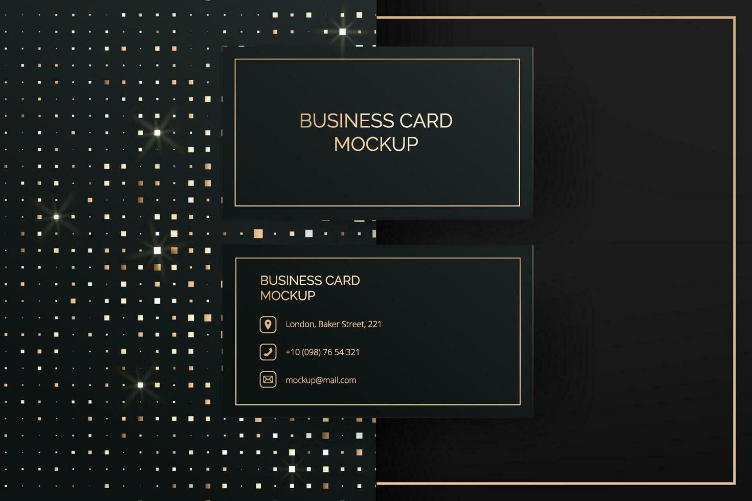 elegante negro y oro vector negocio tarjeta Bosquejo modelo. el resumen Brillantina diseño agrega un toque de lujo. prima Bosquejo para de la empresa identidad y contacto información para corporativo marca