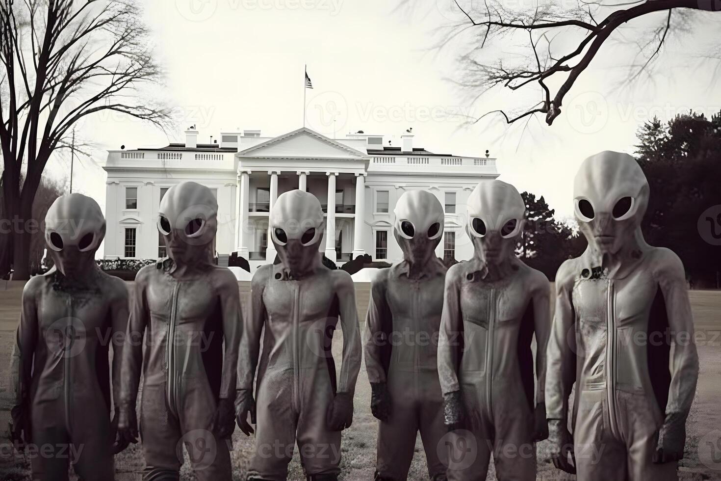 Aliens at the White House. Neural network photo