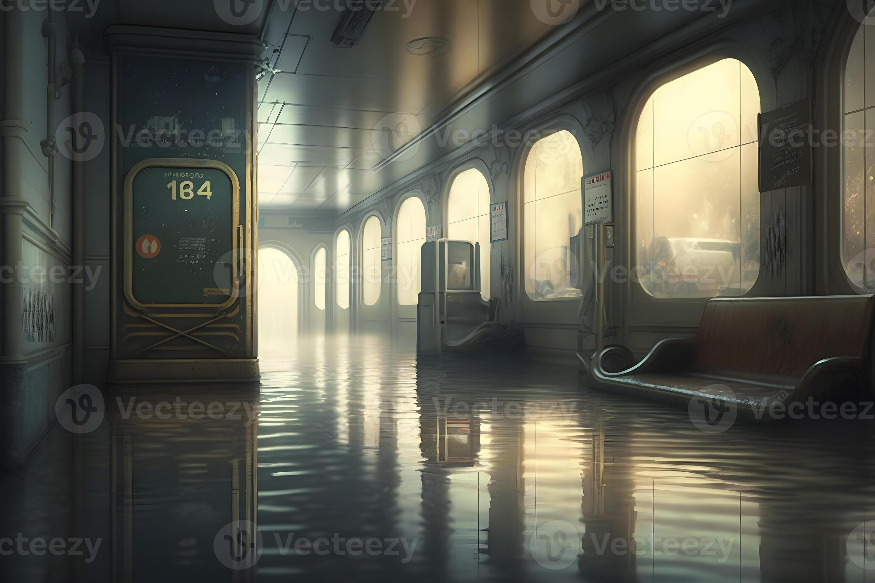 subway flood. post-apocalypse concept. Neural network AI generated ...