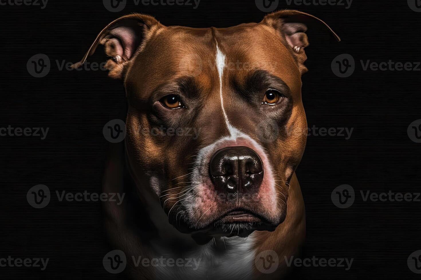 Pitbull dog portrait on black background. Neural network photo