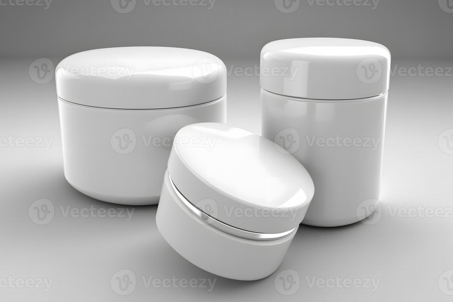Mockup for cosmetics. White containers for cream. Neural network photo