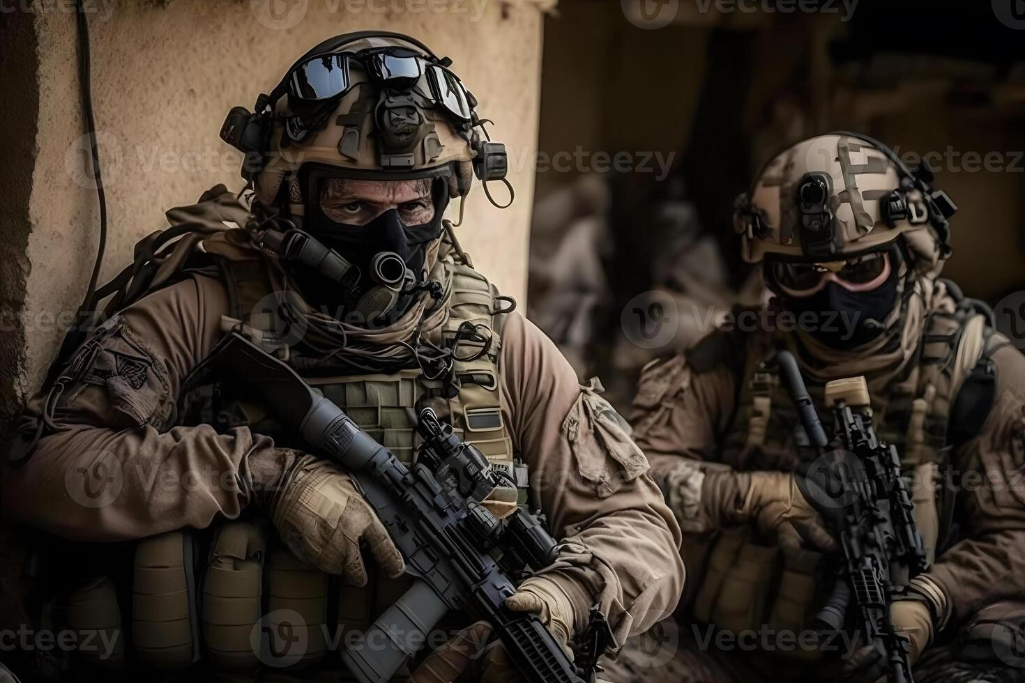 nosotros Ejército especial efectivo grupo soldado. neural red ai generado foto