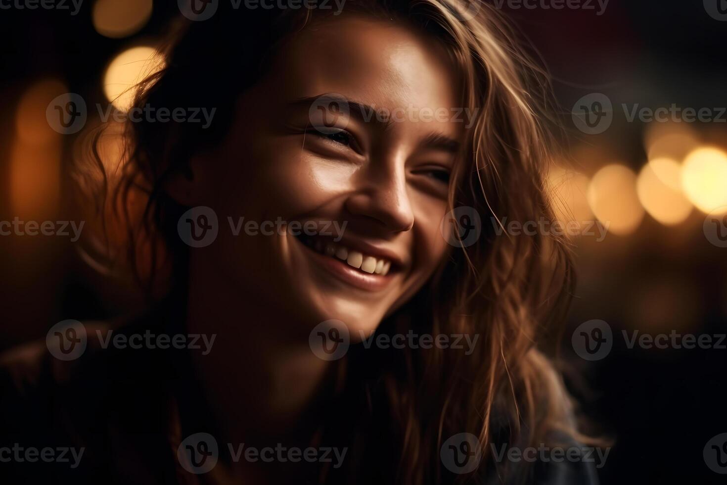 Portrait of a happy girl with a smile. Neural network photo