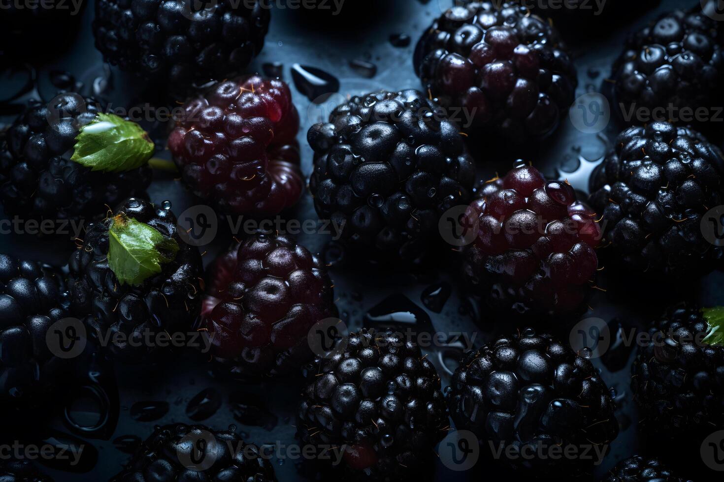 Blueberries on a dark background. Neural network photo