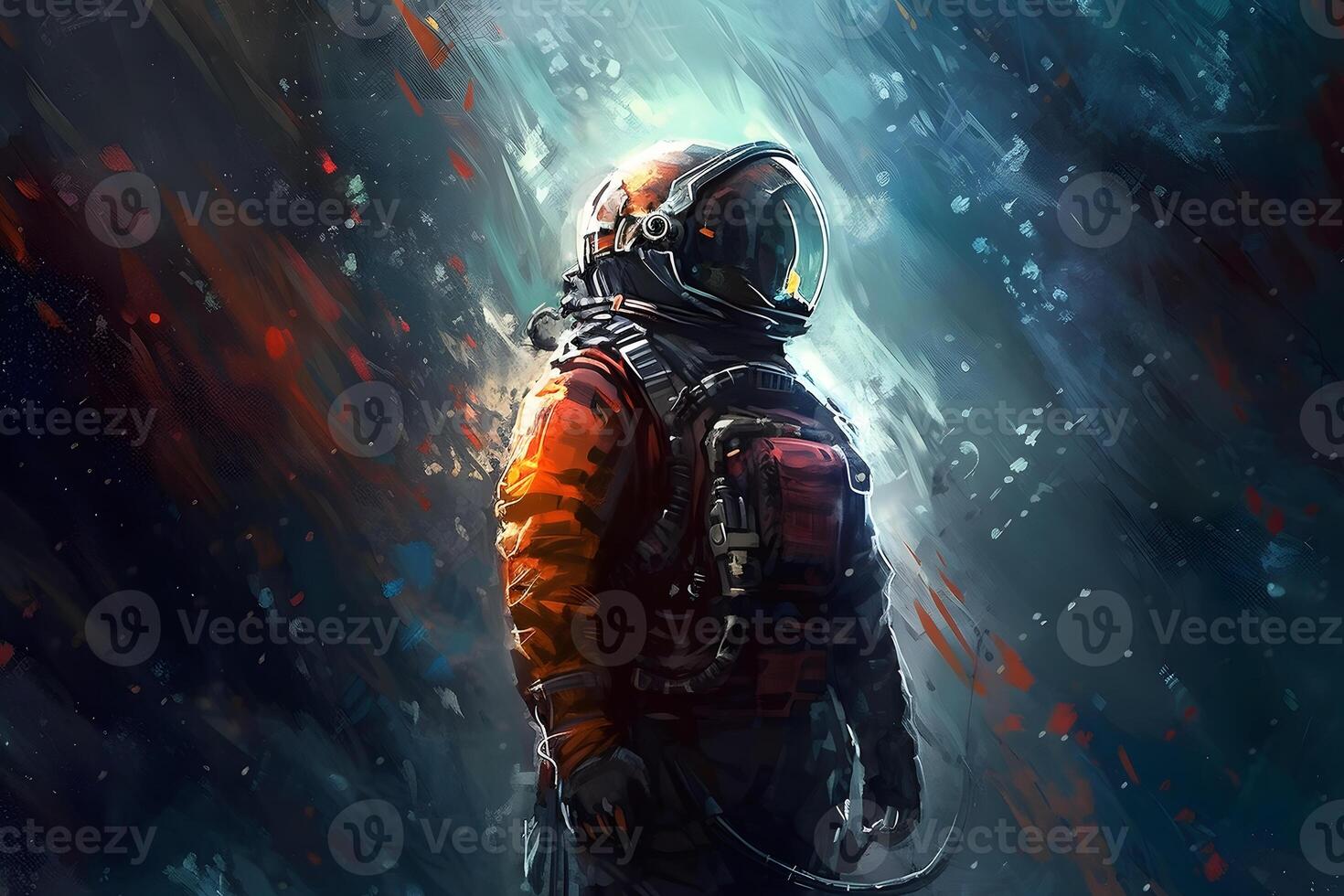 Astronaut in outer space. Neural network photo