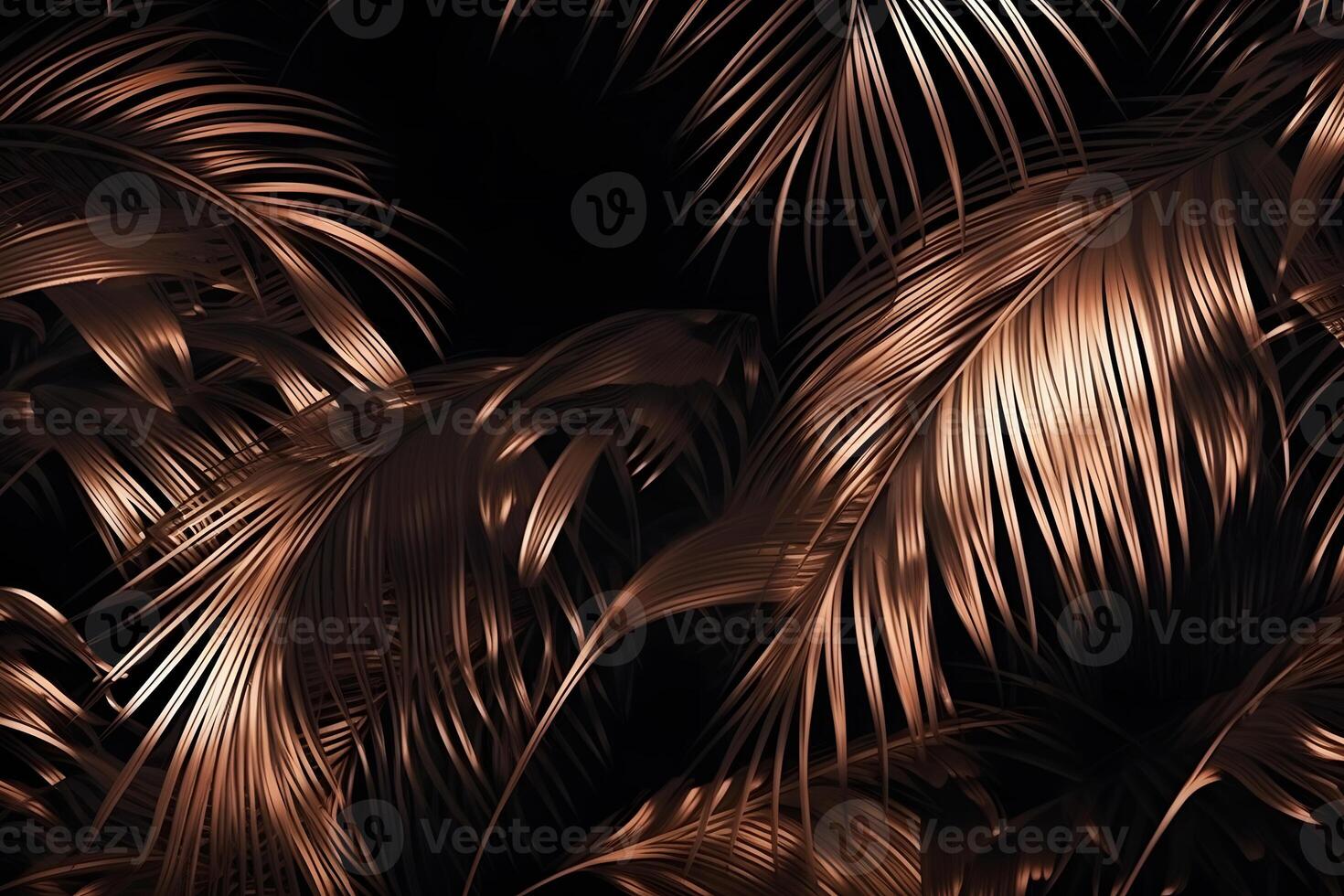 Bronze and black color fern background. Neural network photo