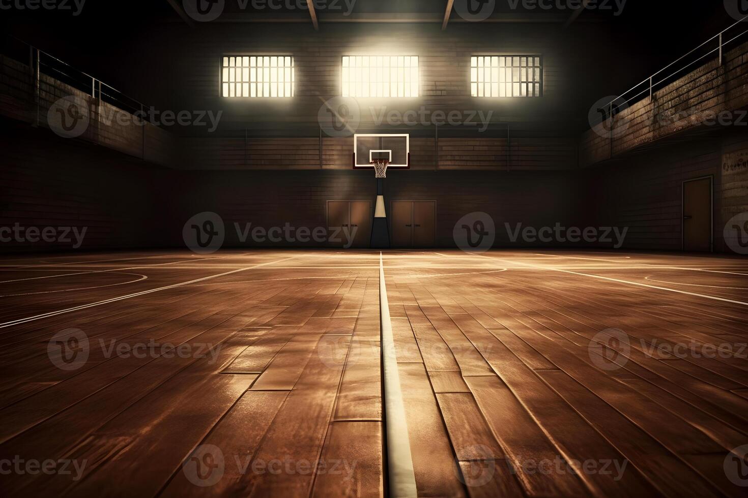 Basketball stadium inside view. Neural network photo