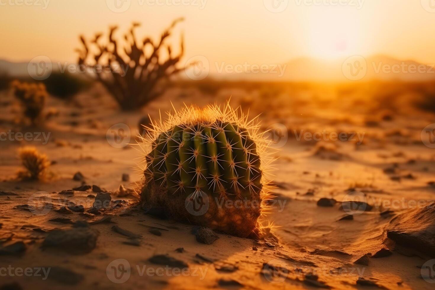 Top view of exotic cactus in desert. Neural network photo