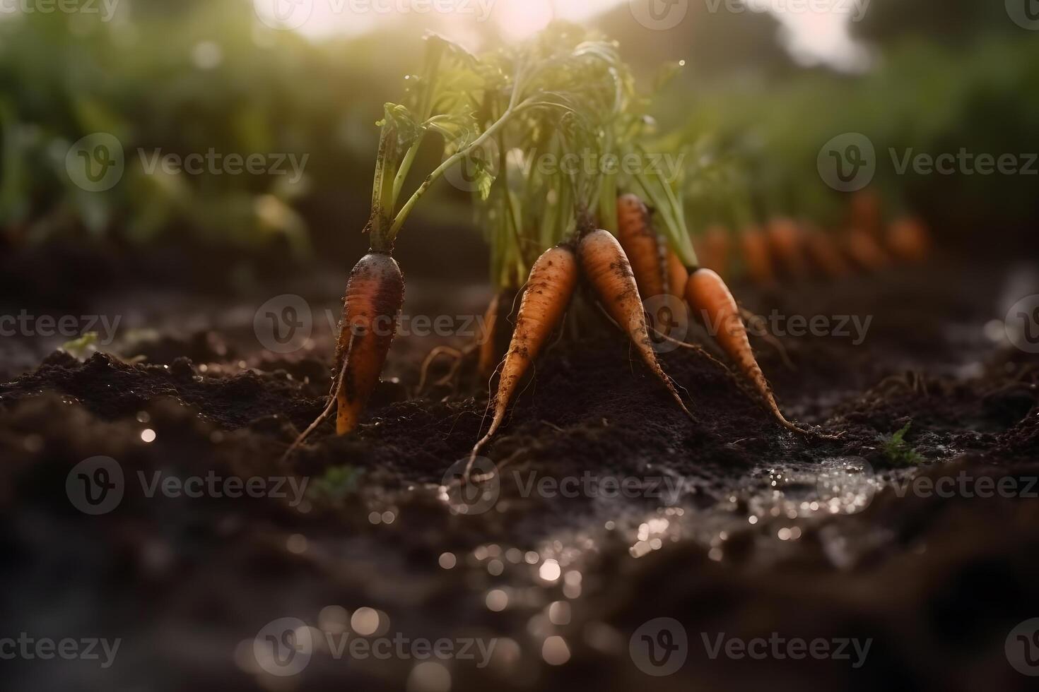 Ripe carrots harvested at a vegetable farm. carrot harvest and cultivation concept. Neural network photo