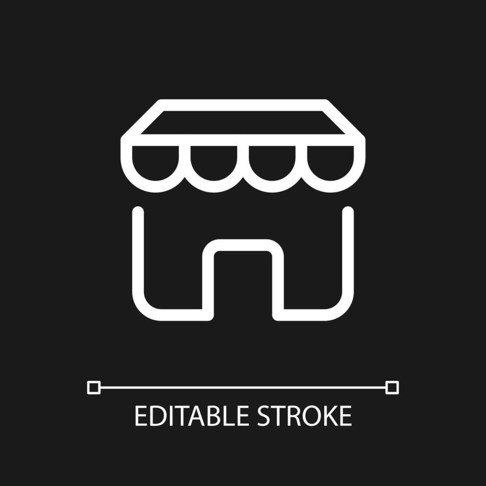 Online marketplace pixel perfect white linear ui icon for dark theme. Digital marketplace. Vector line pictogram. Isolated user interface symbol for night mode. Editable stroke
