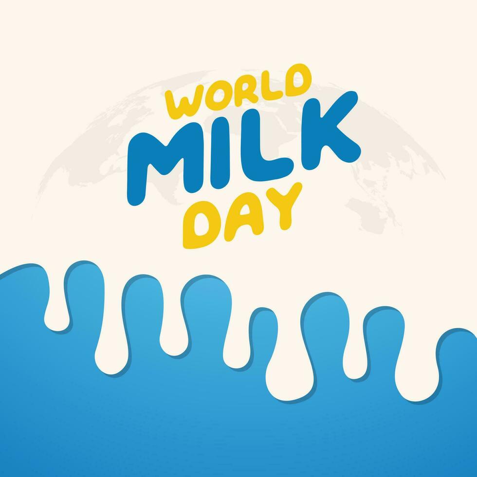 world milk day design template for celebration. world milk day vector illustration with milk splash and milk glass. flat milk illustration. splash vector design.