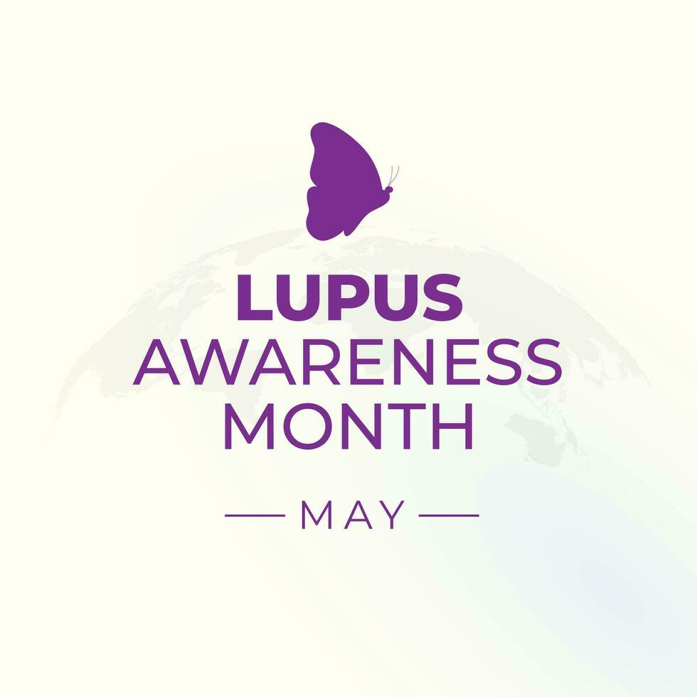 lupus awareness month design template for celebration. lupus vector illustration. lupus awareness design. purple ribbon with butterfly vector design. flat ribbon design.