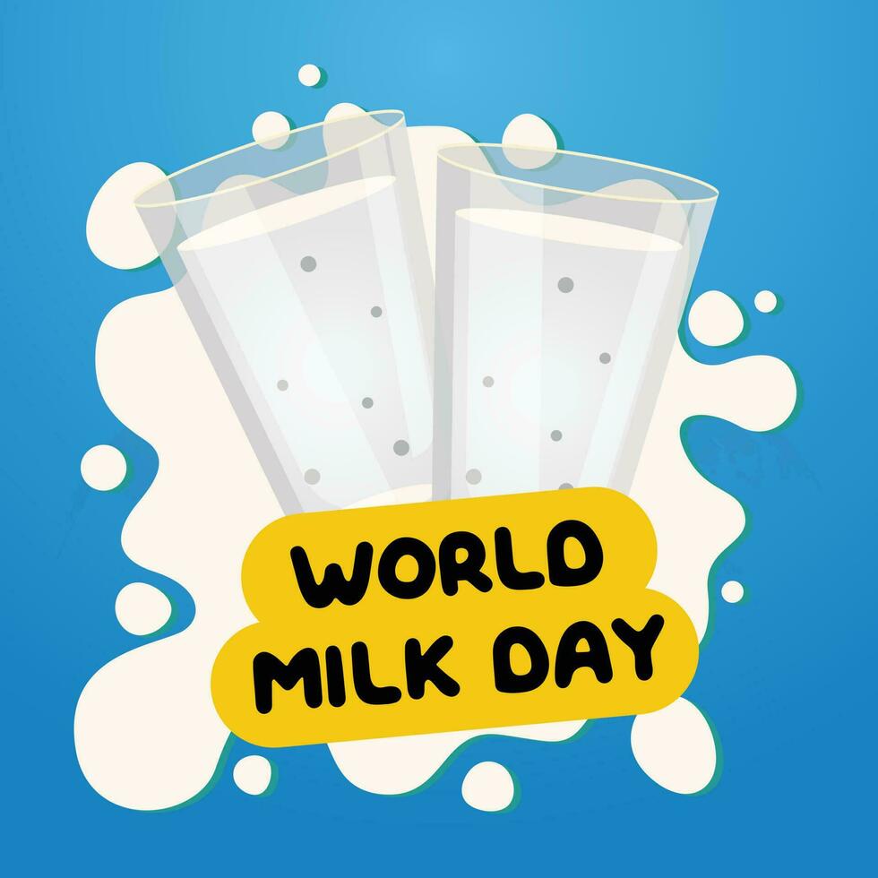 world milk day design template for celebration. world milk day vector illustration with milk splash and milk glass. flat milk illustration. splash vector design.