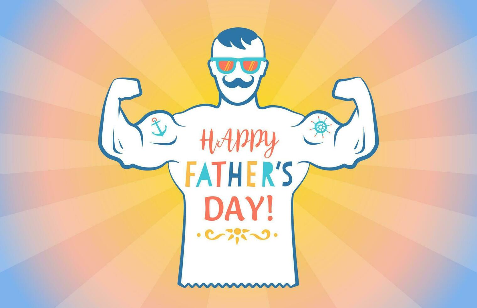 Vector vintage greeting card for Fathers day with best dad on abstract background.