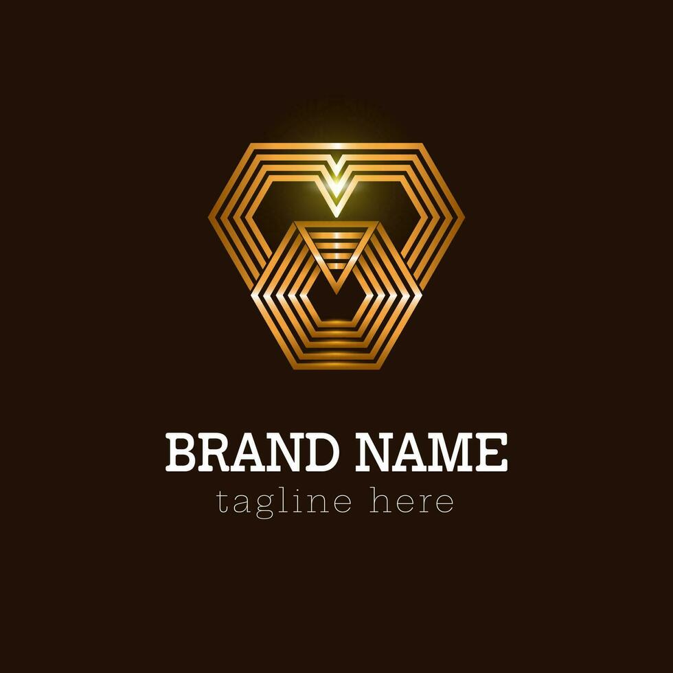 abstract golden triangular monogram logo design vector