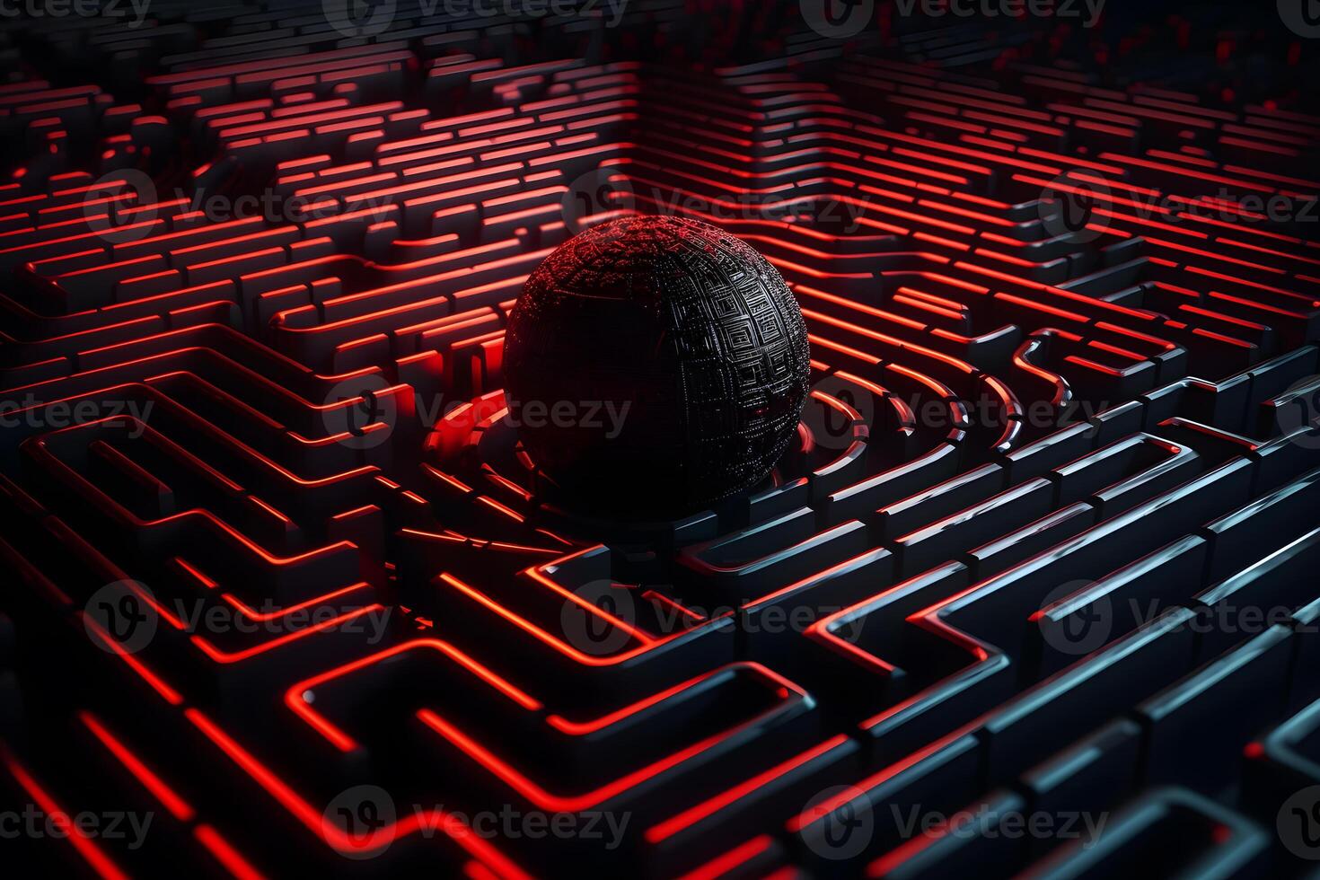 Scorched maze concept. Neural network photo