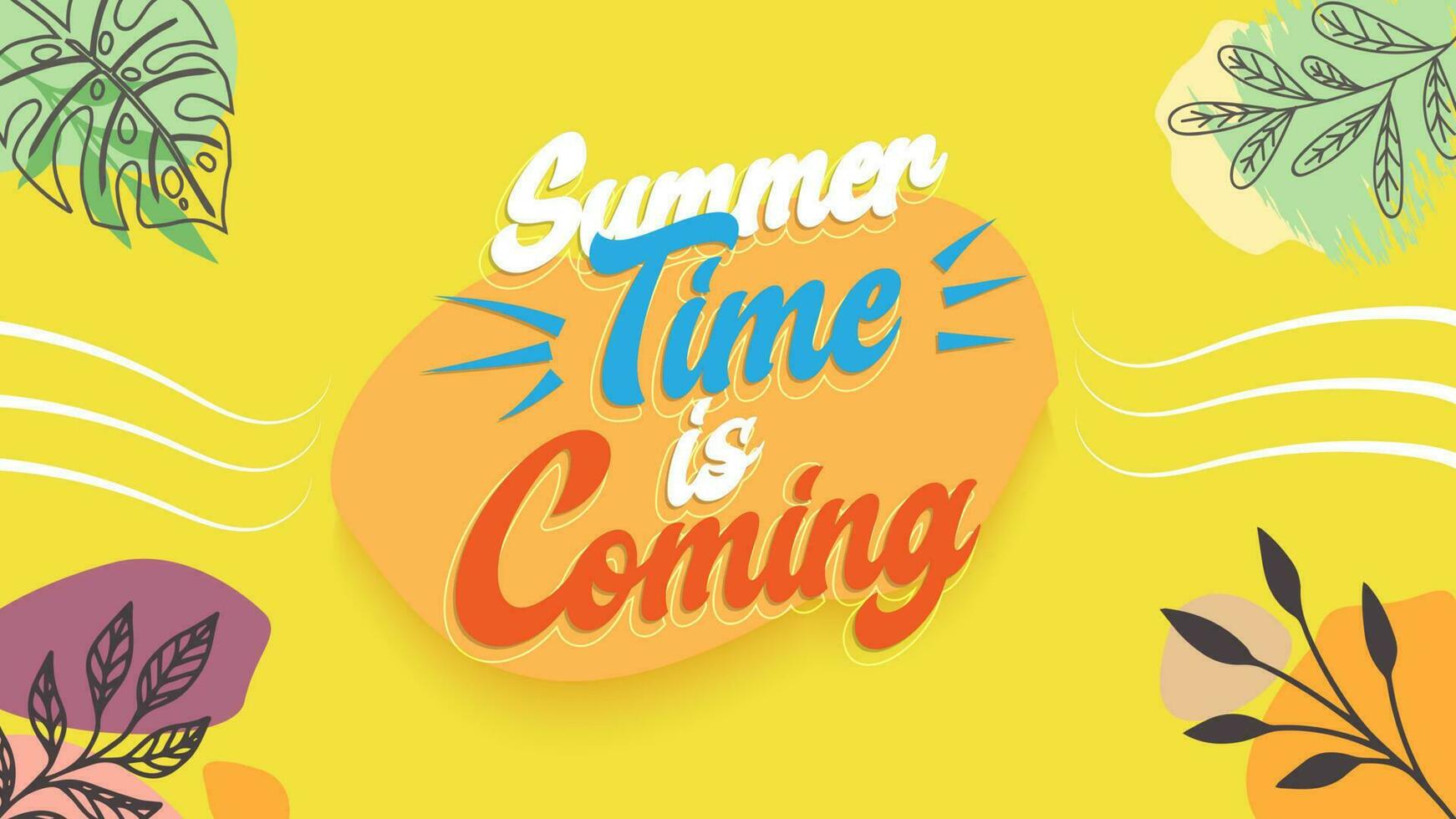 summer banner design with leaf ornaments vector