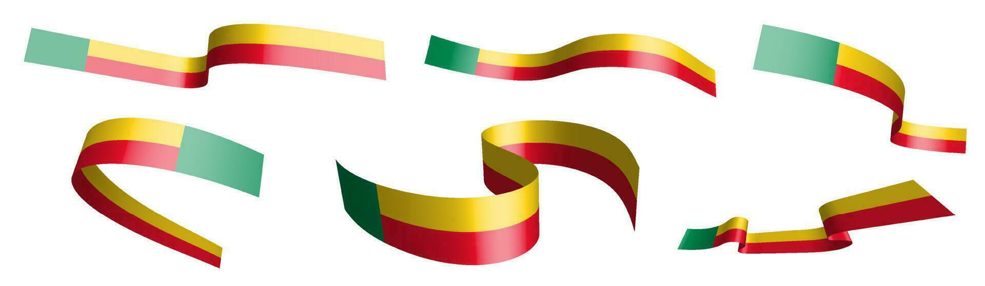 conjunto de fiesta cintas bandera de república de Ruanda ondulación en viento. separación dentro inferior y Superior capas. diseño elemento. vector en blanco antecedentes