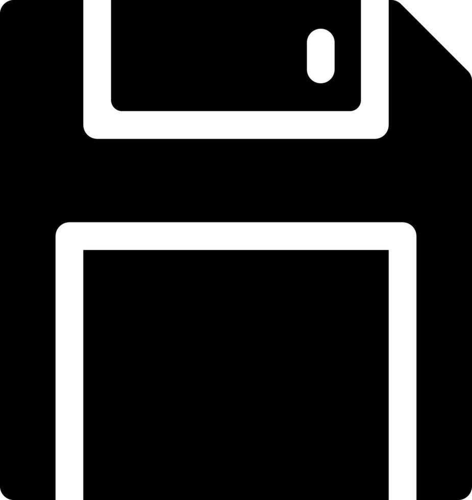 Save black glyph ui icon. Floppy. Digital storage. Simple filled line element. User interface design. Silhouette symbol on white space. Solid pictogram for web, mobile. Isolated vector illustration