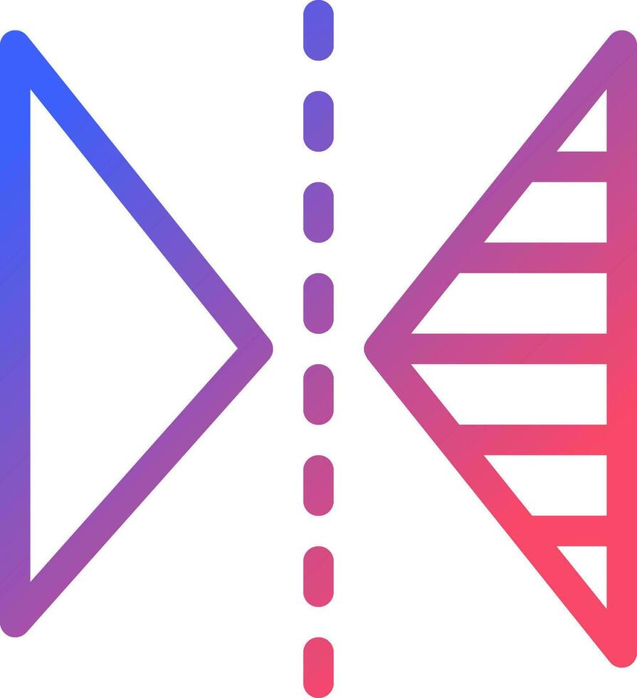 Vertical reflection pixel perfect gradient linear ui icon. Invert picture. Photography editor. Line color user interface symbol. Modern style pictogram. Vector isolated outline illustration