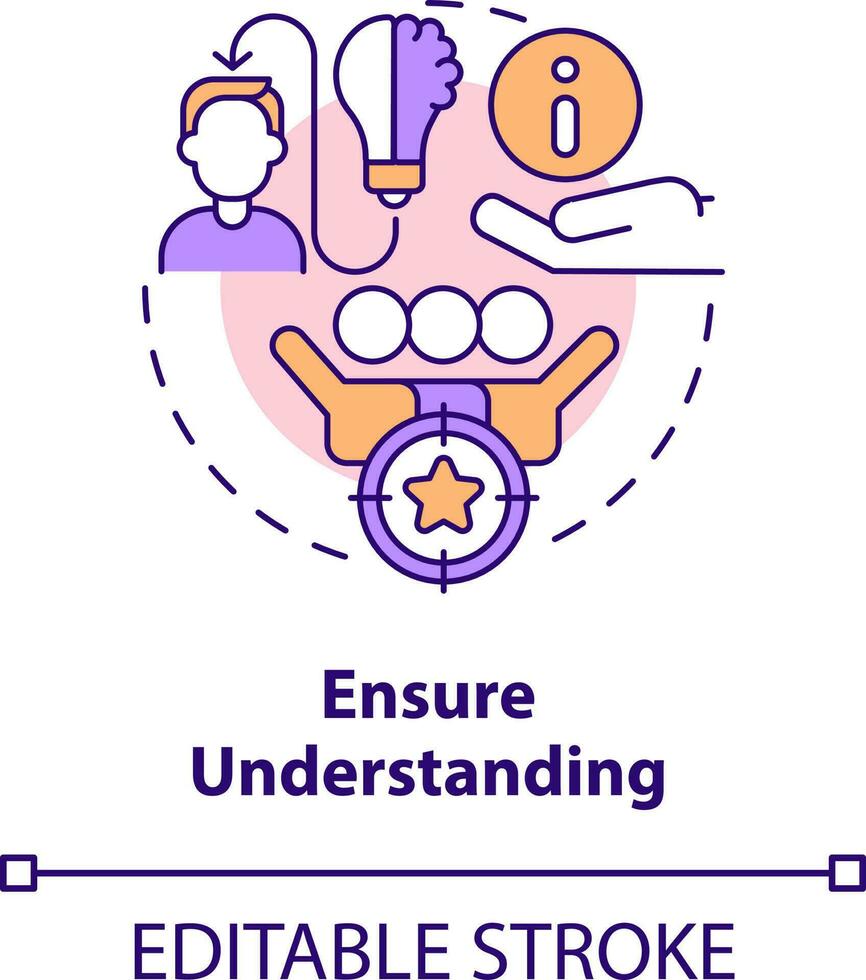 Ensure understanding concept icon. Employee awareness. Crisis management team abstract idea thin line illustration. Isolated outline drawing. Editable stroke vector