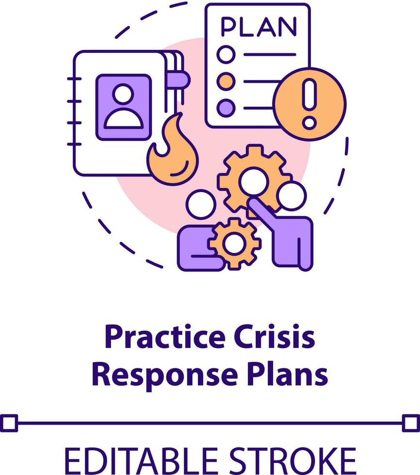 Practice crisis response plans concept icon. Crisis management team abstract idea thin line illustration. Isolated outline drawing. Editable stroke vector