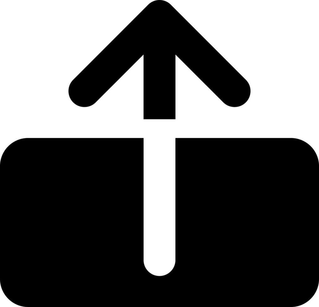 Upload file black glyph ui icon. Digital transfer. Simple filled line element. User interface design. Silhouette symbol on white space. Solid pictogram for web, mobile. Isolated vector illustration