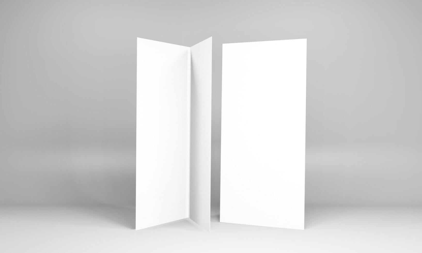 Blank portrait paper mock-up. brochure magazine, white changeable background paper isolated on gray good for your business mockup photo