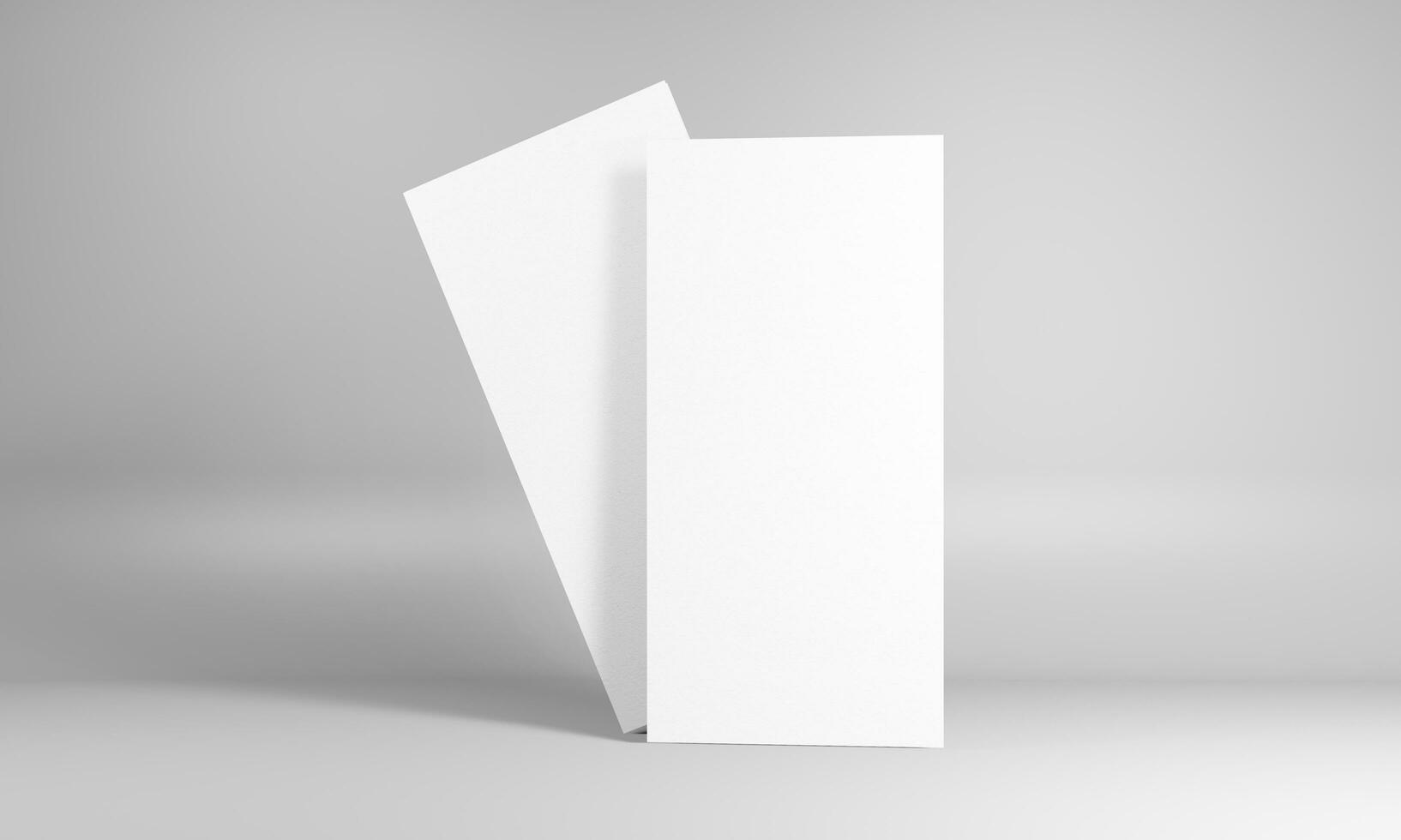 Blank portrait paper mock-up. brochure magazine, white changeable background paper isolated on gray good for your business mockup photo