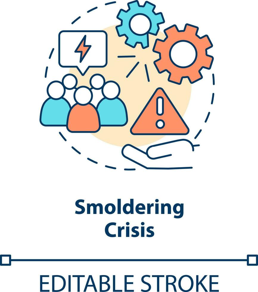 Smoldering crisis concept icon. Neglect and ignore problem. Type of crisis abstract idea thin line illustration. Isolated outline drawing. Editable stroke vector