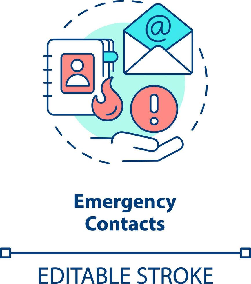 Emergency contacts concept icon. Phone numbers list. Crisis management plan component abstract idea thin line illustration. Isolated outline drawing. Editable stroke vector