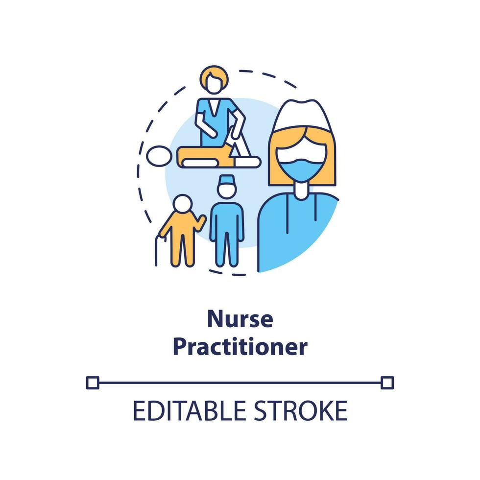 Nurse practitioner concept icon. Medical specialist. Chronic care management provider abstract idea thin line illustration. Isolated outline drawing. Editable stroke vector