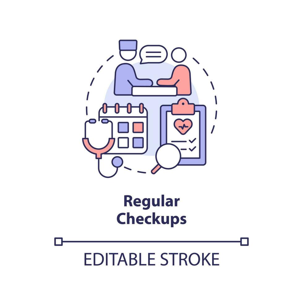 Regular checkup concept icon. Doctor appointment. Chronic disease management abstract idea thin line illustration. Isolated outline drawing. Editable stroke vector