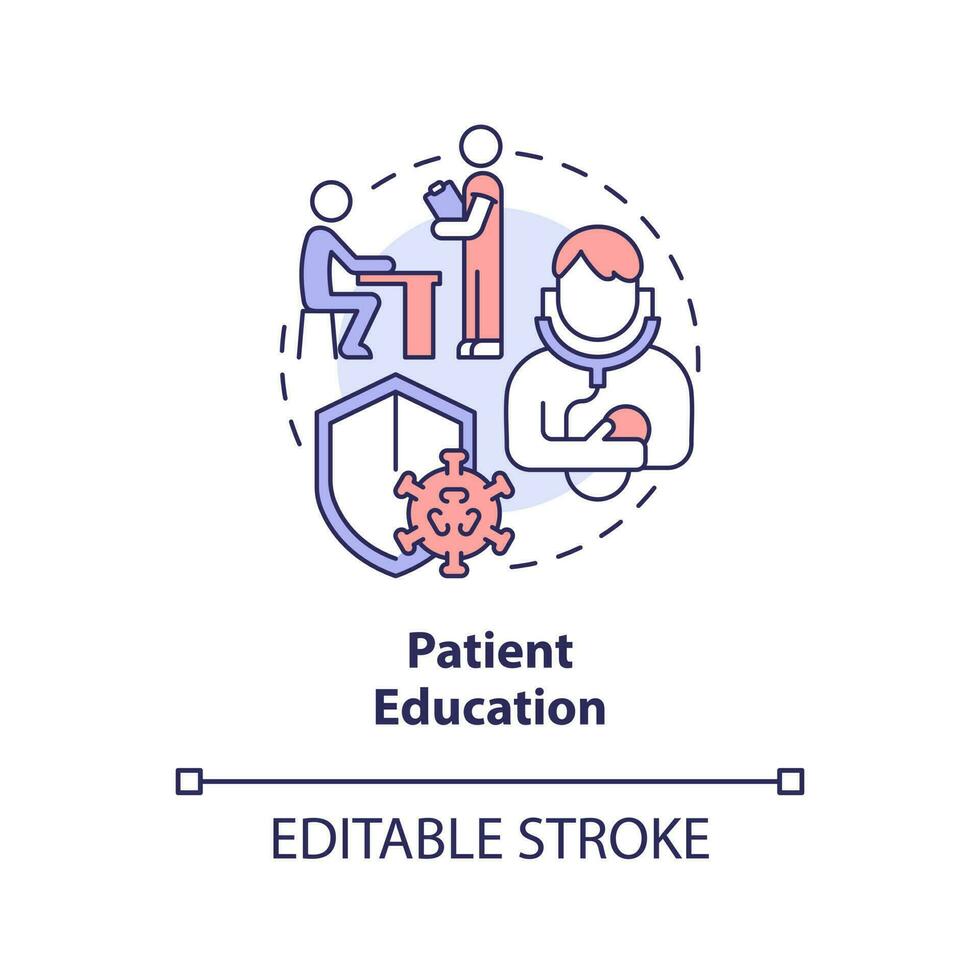 Patient education concept icon. Illness awareness. Chronic disease management abstract idea thin line illustration. Isolated outline drawing. Editable stroke vector