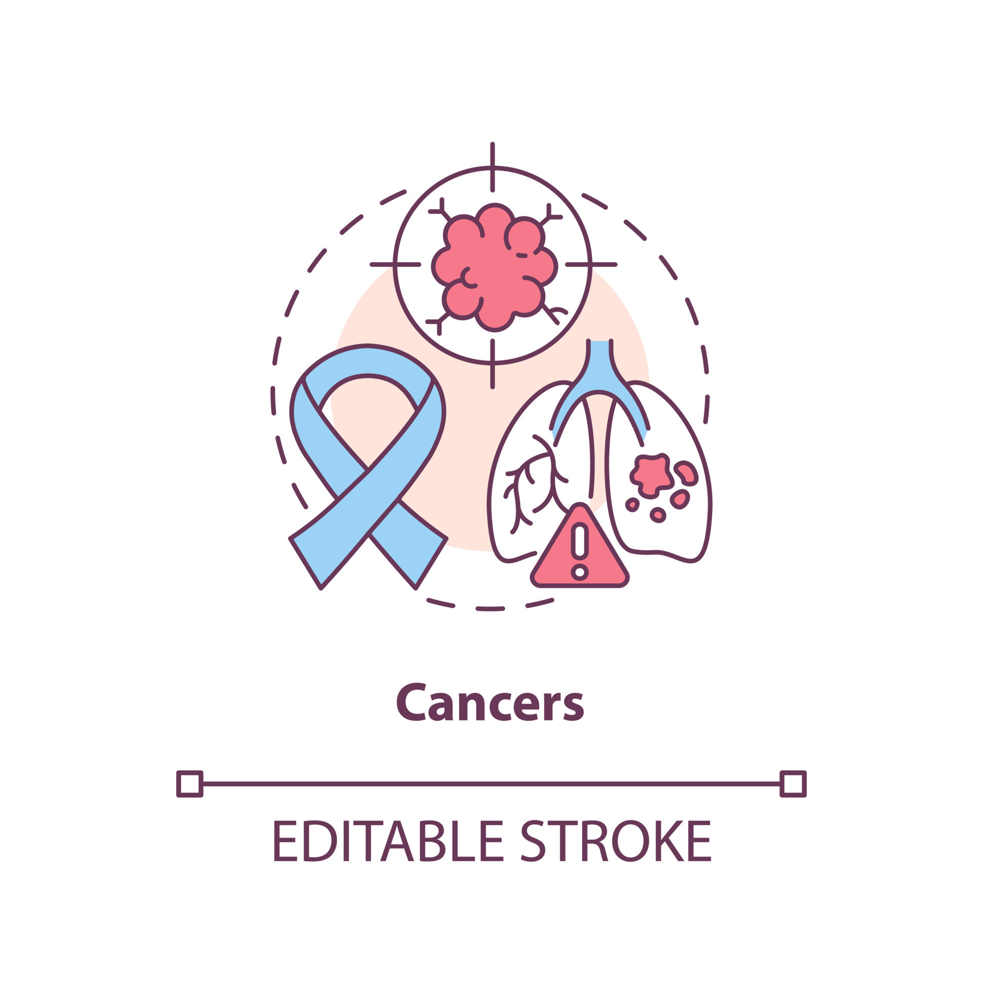 Cancers concept icon. Abnormal cell growth. Chronic diseases major ...