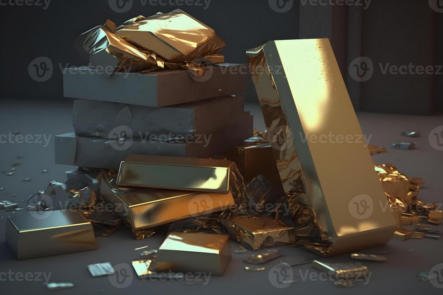 Gold bar stack. Business and finance. Neural network photo