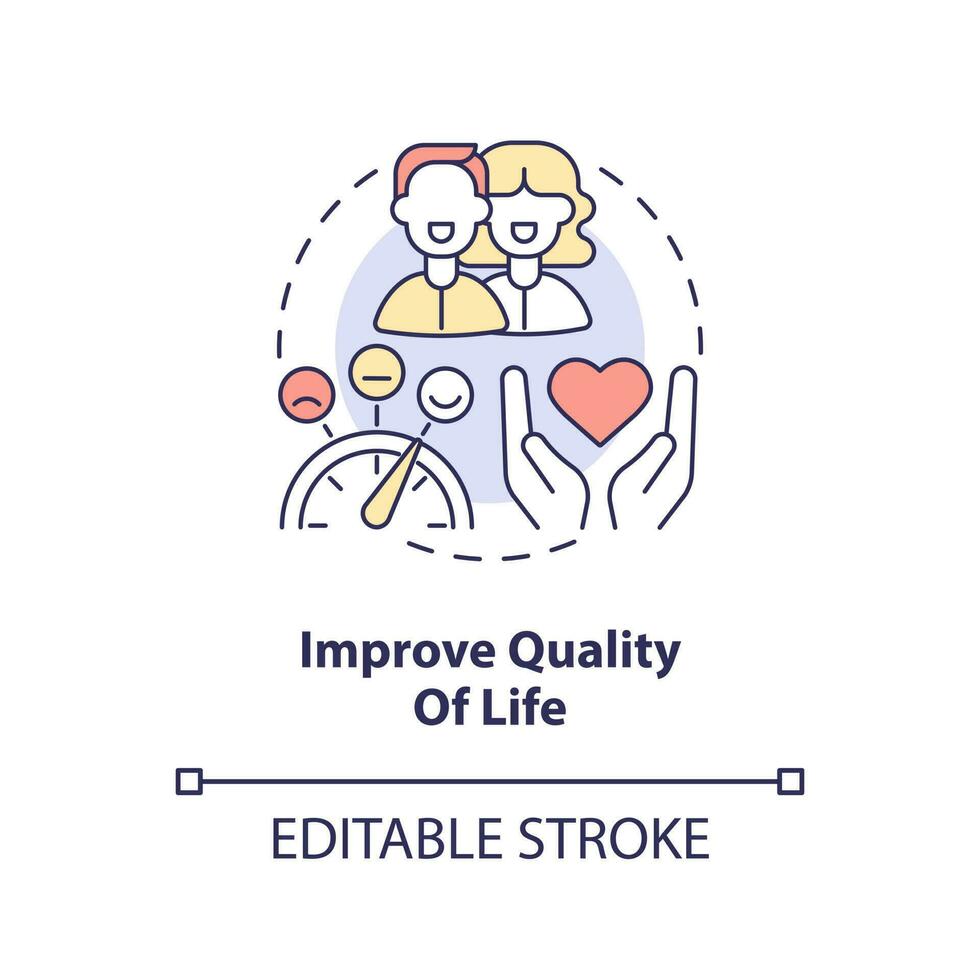 Improve quality of life concept icon. Goal of chronic disease management abstract idea thin line illustration. Isolated outline drawing. Editable stroke vector