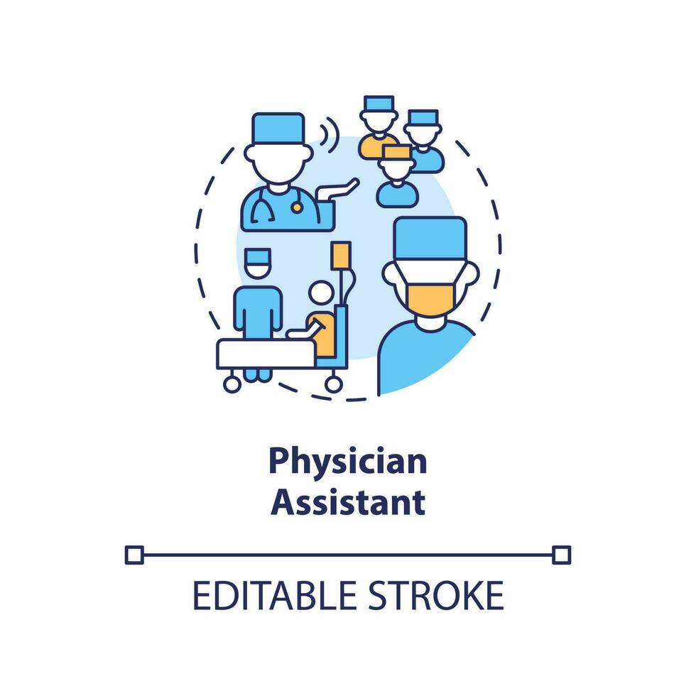 Physician assistant concept icon. Medical assosiate. Chronic care management provider abstract idea thin line illustration. Isolated outline drawing. Editable stroke vector