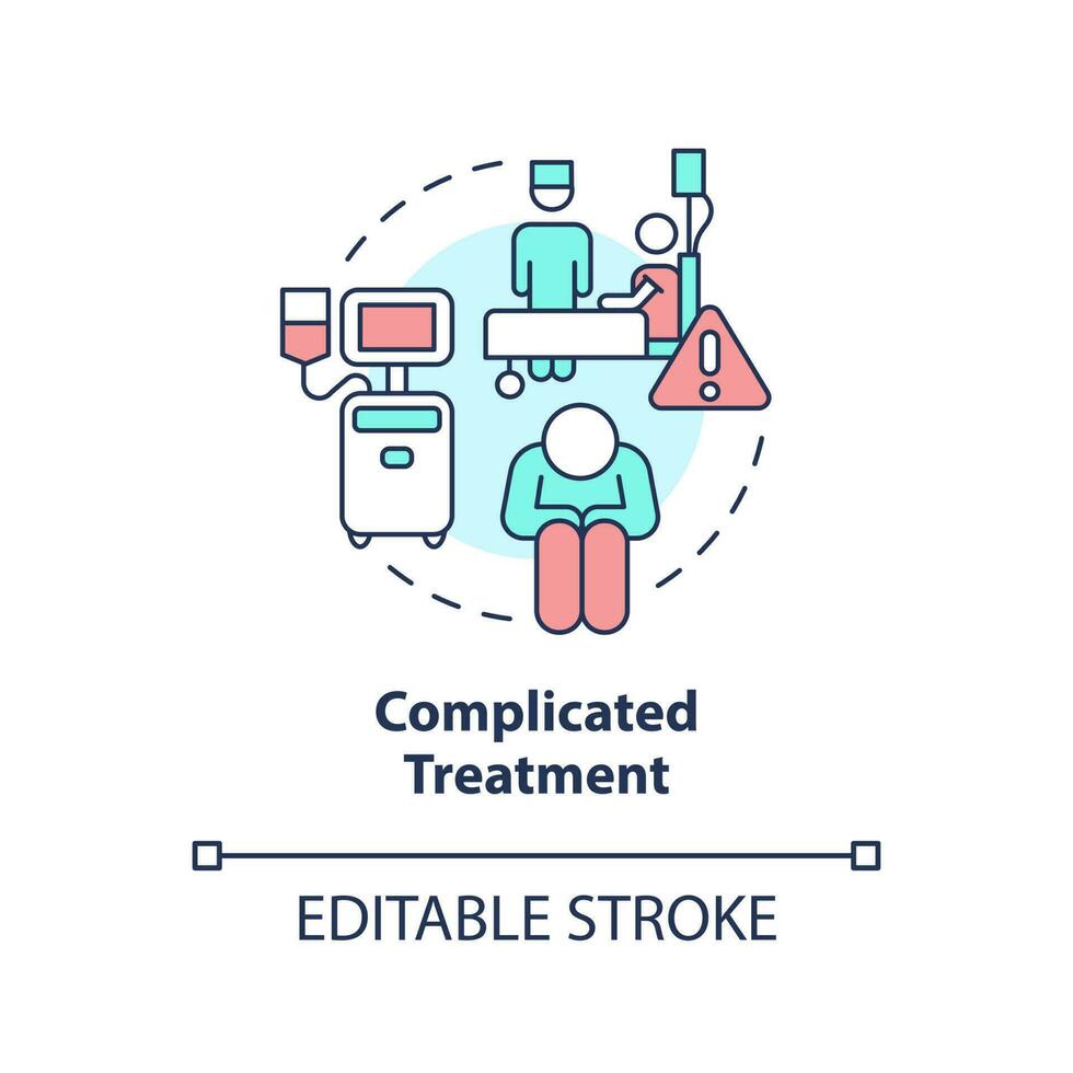 Complicated treatment concept icon. Chronic care management challenge abstract idea thin line illustration. Isolated outline drawing. Editable stroke vector