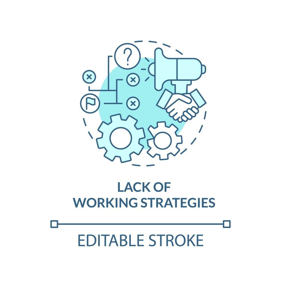 Lack of working strategies turquoise concept icon. Affiliate marketer mistake abstract idea thin line illustration. Isolated outline drawing. Editable stroke vector