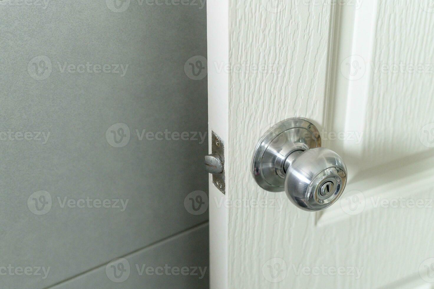 Roundly door knob lock handle home security close. The doorknob is being found that caused the COVID 19 infection. photo