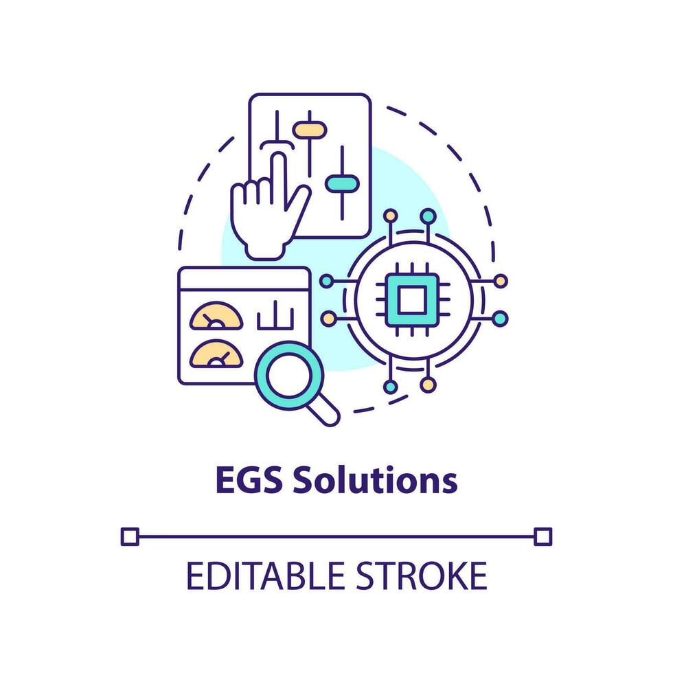 EGS solutions concept icon. Enhanced geothermal system. Thermal energy trend abstract idea thin line illustration. Isolated outline drawing. Editable stroke vector