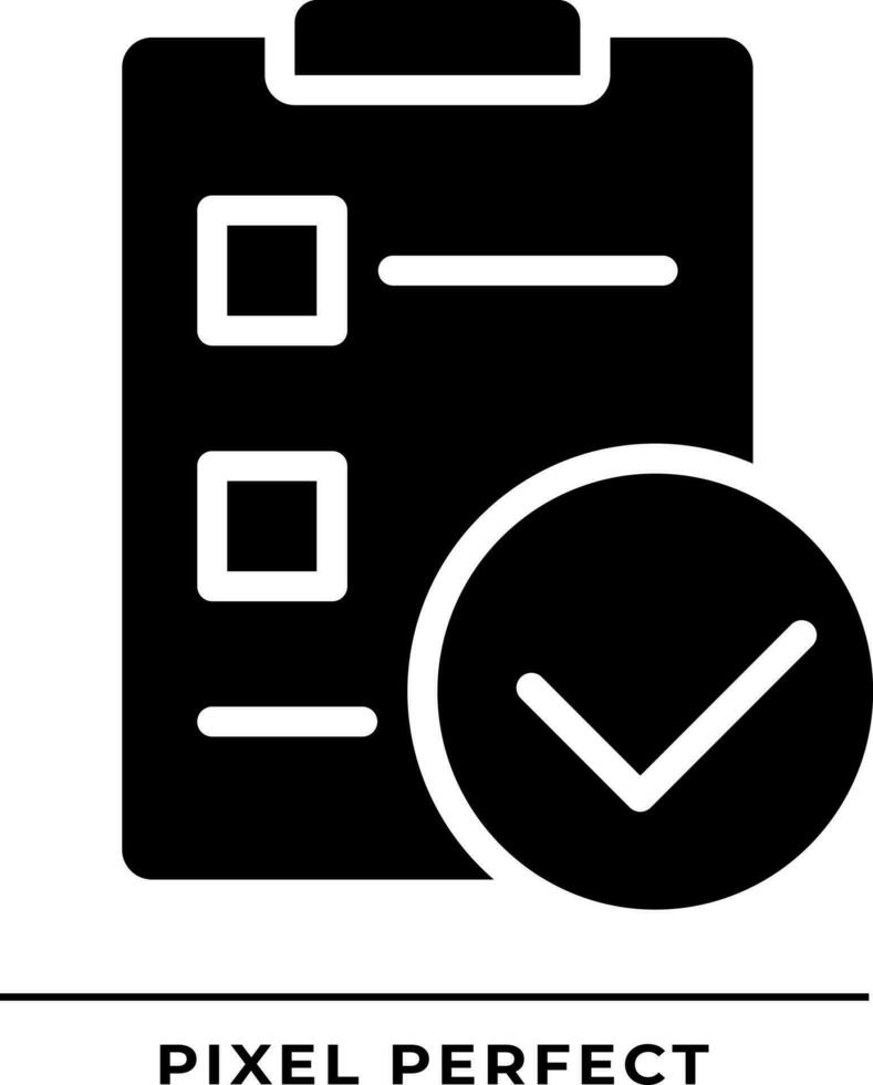 Checklist with checkmarks black glyph icon. Marking task completion with ticks. Work controlling document. Silhouette symbol on white space. Solid pictogram. Vector isolated illustration