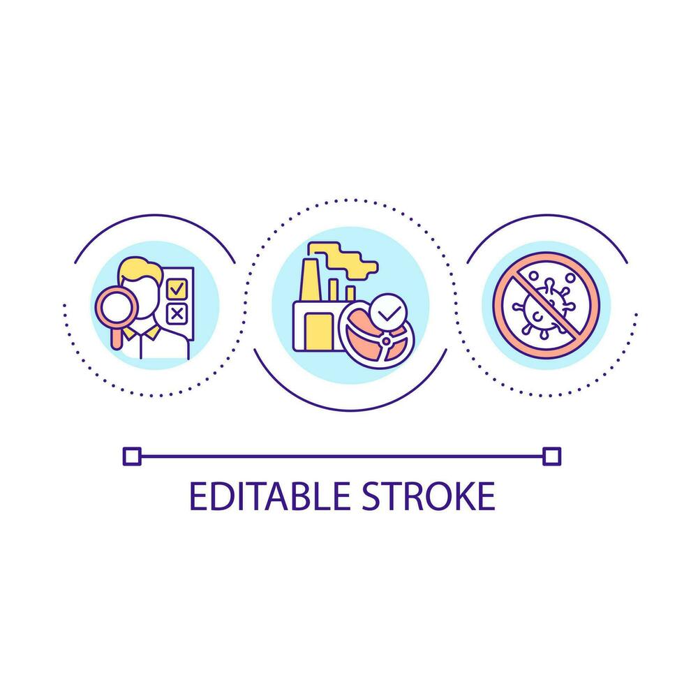 Food manufacturing control loop concept icon. Production of healthy nutrition. Hazard prevention abstract idea thin line illustration. Isolated outline drawing. Editable stroke vector