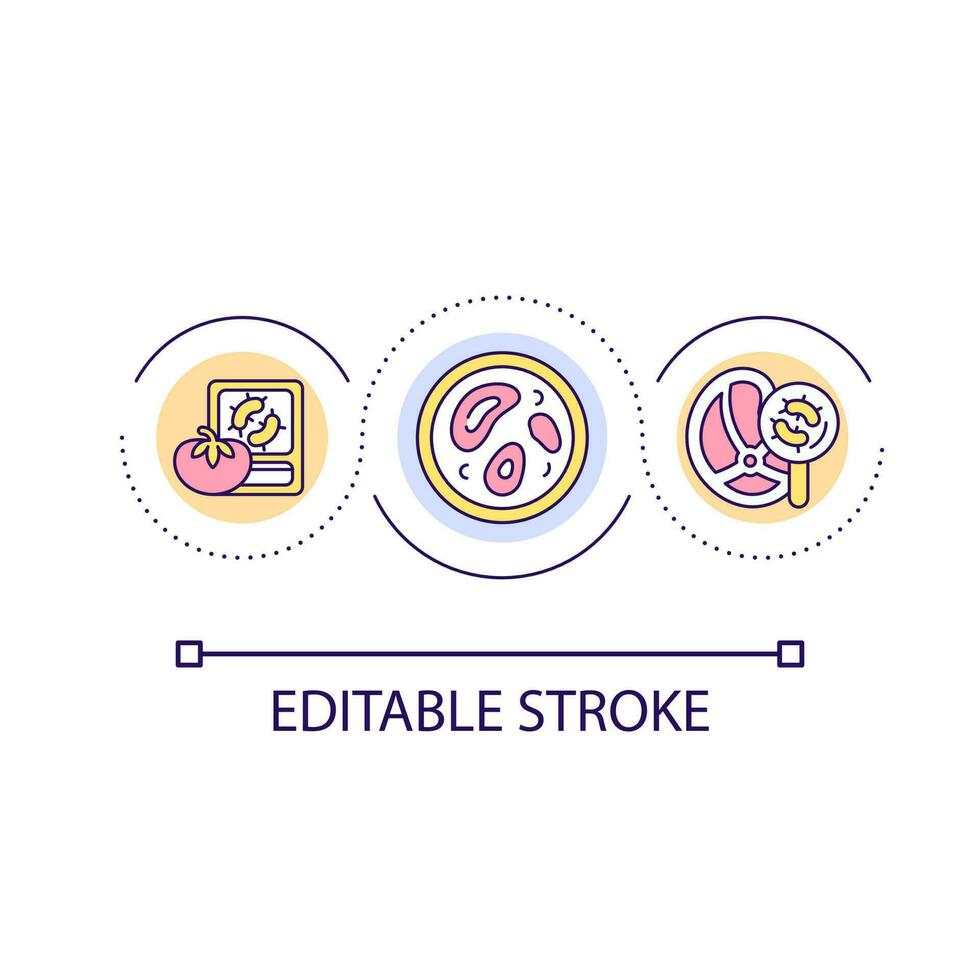 microbiológico contaminación de comida lazo concepto icono. evitar productos peligro. riesgos controlar resumen idea Delgado línea ilustración. aislado contorno dibujo. editable carrera vector