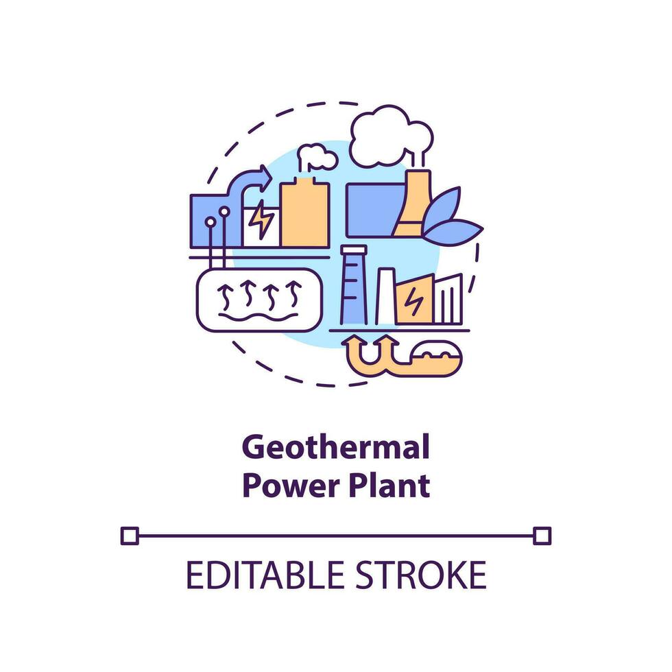 geotermia poder planta concepto icono. subterráneo reservorio. tipo de geotermia energía resumen idea Delgado línea ilustración. aislado contorno dibujo. editable carrera vector