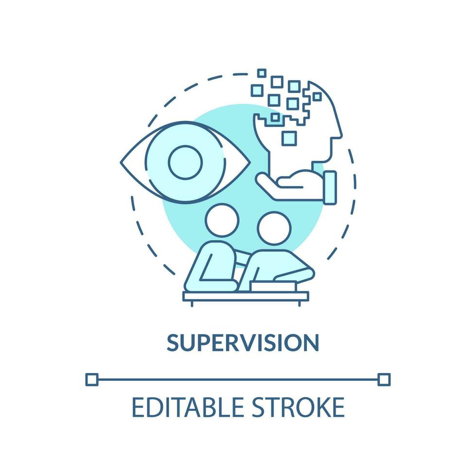 Supervision blue concept icon. Personal care and companionship service abstract idea thin line illustration. Isolated outline drawing. Editable stroke vector